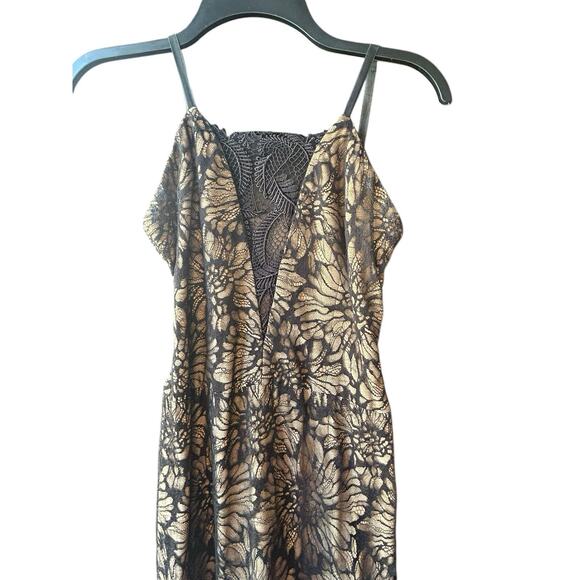 Vera Wang Collection Dress 2 XS Black Gold Lace Gown Formal Prom Whimsigoth Y2K - Picture 3 of 12